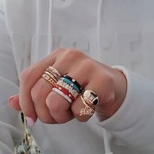 Hot sale 4 colors new resin couple rings for women men jewelry pave tiny cz personality girls statement  ring jewelry 2024 - buy cheap