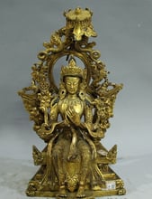 wholesale factory 10 Tibet Buddhism Temple Bronze 24K Gold Kwan-Yin Bodhisattva Buddha Statue AE1024 AB1025 2024 - buy cheap