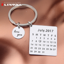 FLYANGEL-llavero con calendario personalizado para parejas, con fecha, regalo de cumpleaños, etiqueta de coche de alta calidad 2024 - compra barato