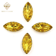 7x15mm cavalo amarelo dourado costurar em strass base dourada com buraco garras de renda vidro cristal strass faça você mesmo acessórios de vestuário 2024 - compre barato