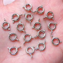 Fechos de anel de mola, fecho de pulseira, conector de colar, gancho de gatilho (7mm x 10mm, prata tibetana/níquel grátis), achados com 400 peças 2024 - compre barato
