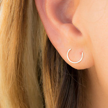 PINJEAS handmade Semicircular double-ear hole earrings stud earrings for women minimalist wire wrap Jewelry 2024 - buy cheap