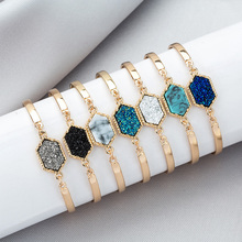 Pulseira imitação de pedra de cristal 14 cores, braceletes femininos dourados e prateados, presente para mulheres 2019 2024 - compre barato