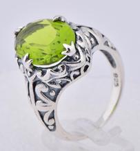 Free shipping 925 sterling silver jewelry fashion women to restore ancient ways design peridot crystal silver rings 2024 - buy cheap