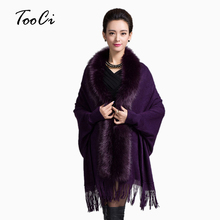 Nova primavera outono mulheres falso peles borlas cashmere cardigan poncho moda morcego roxo sleevecape xale casaco feminino 2024 - compre barato