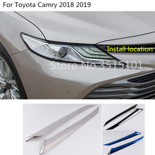Car Body Front Head Light Lamp Detector Frame Stick Cover Trim Eyebrow 2pcs For Toyota New Camry XV70 2017 2018 2019 2020 2024 - buy cheap
