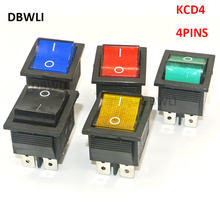 50Pcs DPST Latching Rocker Switch Power Switch I/O 4 Pins With red green blue yellow Light 16A 250VAC 20A 125VAC KCD4 2024 - buy cheap