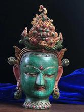 Máscara de cabeza de Buda, 12 ", incrustaciones de oro, bronce, Tíbet, plata, turquesa, rojo coral, estatua 2024 - compra barato