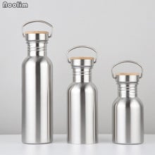 NOOLIM Portable Stainless Steel Water Bottle Bamboo Lid Sports Flasks Leak-proof Travel Cycling Hiking Camping Bottles 2024 - buy cheap