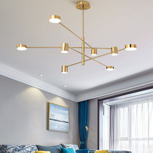 Lámpara de araña led nórdica para sala de estar, luminaria moderna dorada y negra, accesorio de luz para comedor y dormitorio 2024 - compra barato