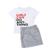 Топы для маленьких девочек, платье-футболка мини-платье с юбкой комплекты одежды из 2 предметов 2024 - купить недорого