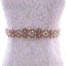 MissRDress Rhinestone Wedding Belt 35.5inch Long Wedding Sash Pearls Rose Gold Crystal Bridal Belt For Wedding Dresses JK893 2024 - buy cheap