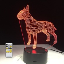 Lámpara 3D de toro Terrier para niños, lámpara LED de noche con USB de 7 colores, decoración creativa de cabecera de cumpleaños, regalo, envío directo gratis 2024 - compra barato