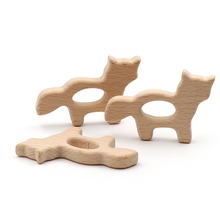 JOJOCHEW 2pcs Beech Wood Teether Cat Food Grade Wooden Teether Charms for Teething Necklace Natural wood made Baby Gift 2024 - buy cheap