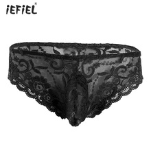 iEFiEL Sexy Gay Men Floral Lace Lingerie Sexy Panties Sissy Mens Briefs Underwear Bulge Pouch Low Rise Sissy Briefs Lace Panties 2024 - buy cheap