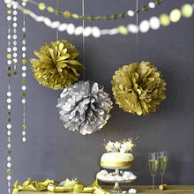 10pc Mix 15+20+25cm Metallic Gold/Silver Tissue Paper Pom Pom Flower Ball Wedding Birthday Dinner Event Baby Shower Party Decor 2024 - buy cheap