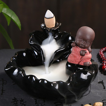 Retro Ceramic Incense Cones Burner The Little Monk Censer Handmade Porcelain Lotus Pond Censer Incense Stickers Holder 2024 - buy cheap