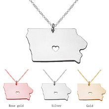 SUTEYI-collar con colgante en forma de mapa de oro rosa, collar de estado con corazón 2024 - compra barato