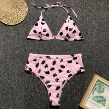 Verão Polka Dot Bikini Mulheres 2019 Triângulo Sexy Push Up Halter Bikini Set Maiô Cintura Alta Maiô Senhoras Swimwear 2024 - compre barato