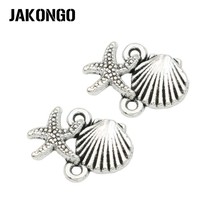 JAKONGO-conector de carcasa de estrella de mar, accesorio para fabricación de joyas, pulsera, hecho a mano, 17x11mm, 20 unidades/lote 2024 - compra barato