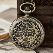 Vintage Antique Owl Pocket Watch Steampunk Quartz Women FOB Watch Clock Pendant Chain Necklace Gifts For Men relogio de bolso 2024 - buy cheap