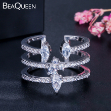 BeaQueen Trendy AAA Cubic Zirconia Paved Setting Open Cuff Adjustable Rings for Dubai Wedding Bands Women Fashion Jewelry R089 2024 - buy cheap