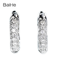 BAIHE Solid 14K White Gold H/SI Natural Diamond Ear Clip Earrings Women Wedding Fine Jewelry Making Серьги Pendientes Clip Oreja 2024 - buy cheap