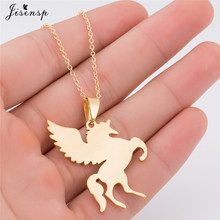 Jisensp, collar con colgante de caballo de Origami con dibujos animados para mujer, joyería de declaración, collares con gargantilla de unicornio bonito, regalo para fiesta 2024 - compra barato