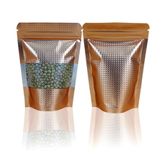 Bolsa de almacenamiento de café en relieve, bolsa de papel de aluminio con cremallera de ventana transparente, superior, 14x20cm, 100 unids/lote 2024 - compra barato