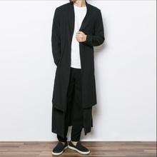 Roupa masculina corta-vento longo estilo chinês, casaco comprido solto com manga comprida e capa grande de tamanho, roupa masculina de personalidade 2024 - compre barato