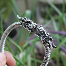 Bracelete de aço inoxidável 316l, pulseira punk viking de vikings lobo pulseiras e braceletes masculinos pulseira nórdica europa 2024 - compre barato