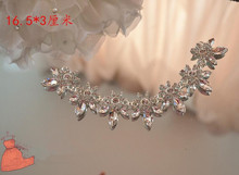 2pc Crystal silver bride Pendent necklace headwear flower rhinestone applique trim sewing 2024 - buy cheap