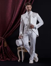 Terno branco de cetim com colete, roupa de casamento do noivado feito sob medida (jaqueta + calça + colete) 2024 - compre barato