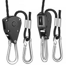 Useful Adjustable 1 Pair 2 PCS 1/8" Hanging Rope Ratchet Lights Lifters Led Grow Light Hangers Zinc Alloy Hook Plastic Pulley 2024 - купить недорого