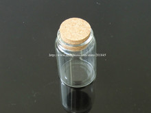 Wholesale 50Pcs Tiny empty glass bottle with wood cork Cute Transparent Glass Bottle Jars Vials 47*70*33mm 80ml 2024 - buy cheap