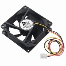 Gdstime 1 Piece 80x80x25mm DC 12V 3Pin Two Ball Brushless Axial CPU Cooling Fan 80mm x 25mm 8025 0.2A Three Wires 2800RPM 2024 - buy cheap