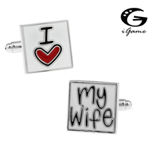iGame Wedding Cufflinks  'I LOVE MY WIFE' Design Free Shipping 2024 - buy cheap