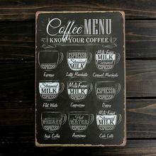 New Vintage Coffee Menu Tin Sign Plaque Metal Art Poster Bar Pub Cafe Home Decor 2024 - buy cheap