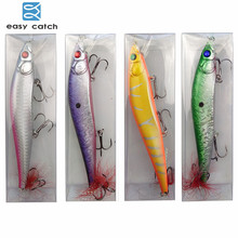 Easy Catch 8pcs 14cm Plastic Hard Fishing Lures Flasher Feather Minnow Artificial Fishing Wobblers Lures With 3 Treble Hooks 2024 - buy cheap