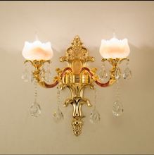 Luminária de parede europeia, para sala de estar, plano de fundo de tv, quarto, lâmpada de cabeceira, atmosfera luxuosa, cristal, dourado jade