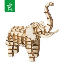 Robud 3D Wooden Puzzle DIY Assembly Puzzle Cartoon Animal Model Kits Action Finger Educational Toys for Children Elephant TG203 2024 - buy cheap