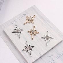 Free Shipping 10pcs/Lot 20*27MM Bright Silver Gold Tone Alloy Crystal Rhinestone Charms Floral Cross Pendant Charms Fit Earrings 2024 - buy cheap