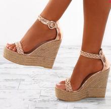 Moraima Snc Sexy Open Toe Platform Wedge Sandals Fashion Rope Braided Ankle Strap Woman Shoes Summer Gladiator Sandal 2024 - buy cheap