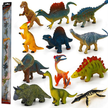 12 шт./компл. детские игрушки Пластик модель игрушечного динозавра комплект Diecasts Коллекция Фигурки героев животных, Плесень Дети Мальчики Образование Подарки 2024 - купить недорого