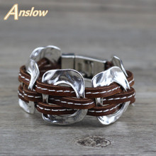 Anslow Hot Brand Fashion Jewelry New Punk Rock Style Exaggerated Party Punk Rock Leather Bracelet For Women Men Gift LOW0684LB 2024 - buy cheap