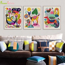 Watercolor Animals Wall Art Canvas Painting Flowers Nordic Poster Posters And Prints  Pictures Living Room Home Decor Unframed 2024 - buy cheap