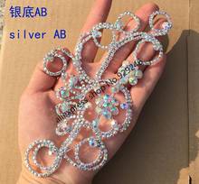 free shipping 1pc/lot delicate big flower AB crystal rhinestone gold applique for hairdress bags garment costume embellishments 2024 - buy cheap