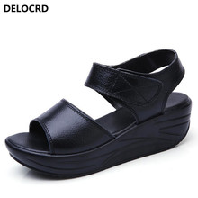 2018 New Summer Women's Sandals Leather Platform Sandals Women's Fashion Casual Shoes Tooth Sandals Leather Slippers Footwear 2024 - buy cheap