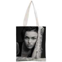 Custom Ruby Rose Tote Bag Reusable Handbag Women Shoulder Foldable Cotton Canvas Shopping Bags 2024 - buy cheap