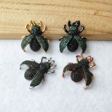 6 Pieces Mix Color Micro Pave green CZ zircon Insect charm Pendant For Jewelry Findings DIY necklace making PD920 2024 - buy cheap